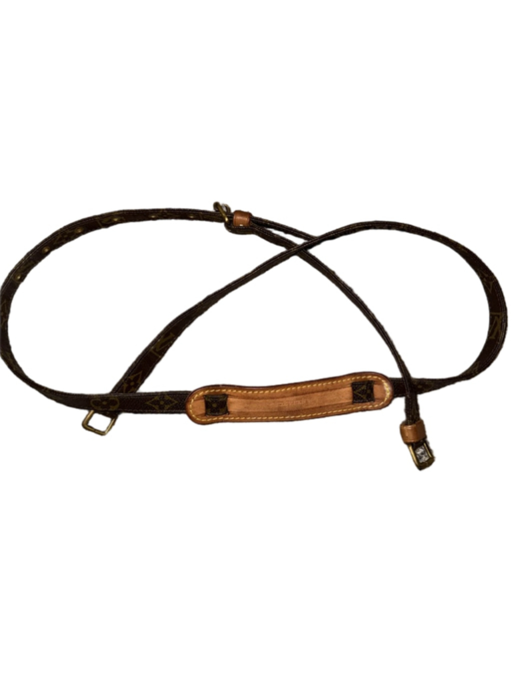 LV Monogram Adjustable Crossbody Strap Shoulder Pad Brown Canvas Bag Strap - Picture 7 of 11